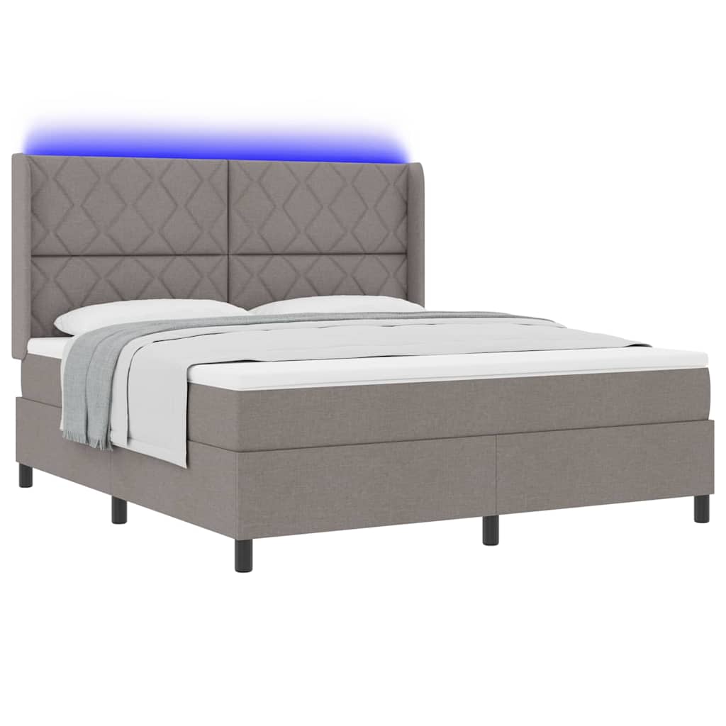 LED Κρεβάτι με βάθρο με κεφαλάρι Taupe 180 x 200 cm ύφασμα - Pakobazaar