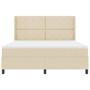 LED Κρεβάτι με βάθρο με κεφαλάρι Κρεμ 180 x 200 cm ύφασμα - Pakobazaar