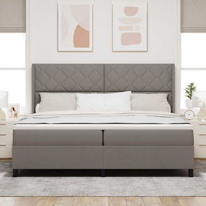 LED Κρεβάτι με βάθρο με κεφαλάρι Taupe 200 x 200 cm ύφασμα