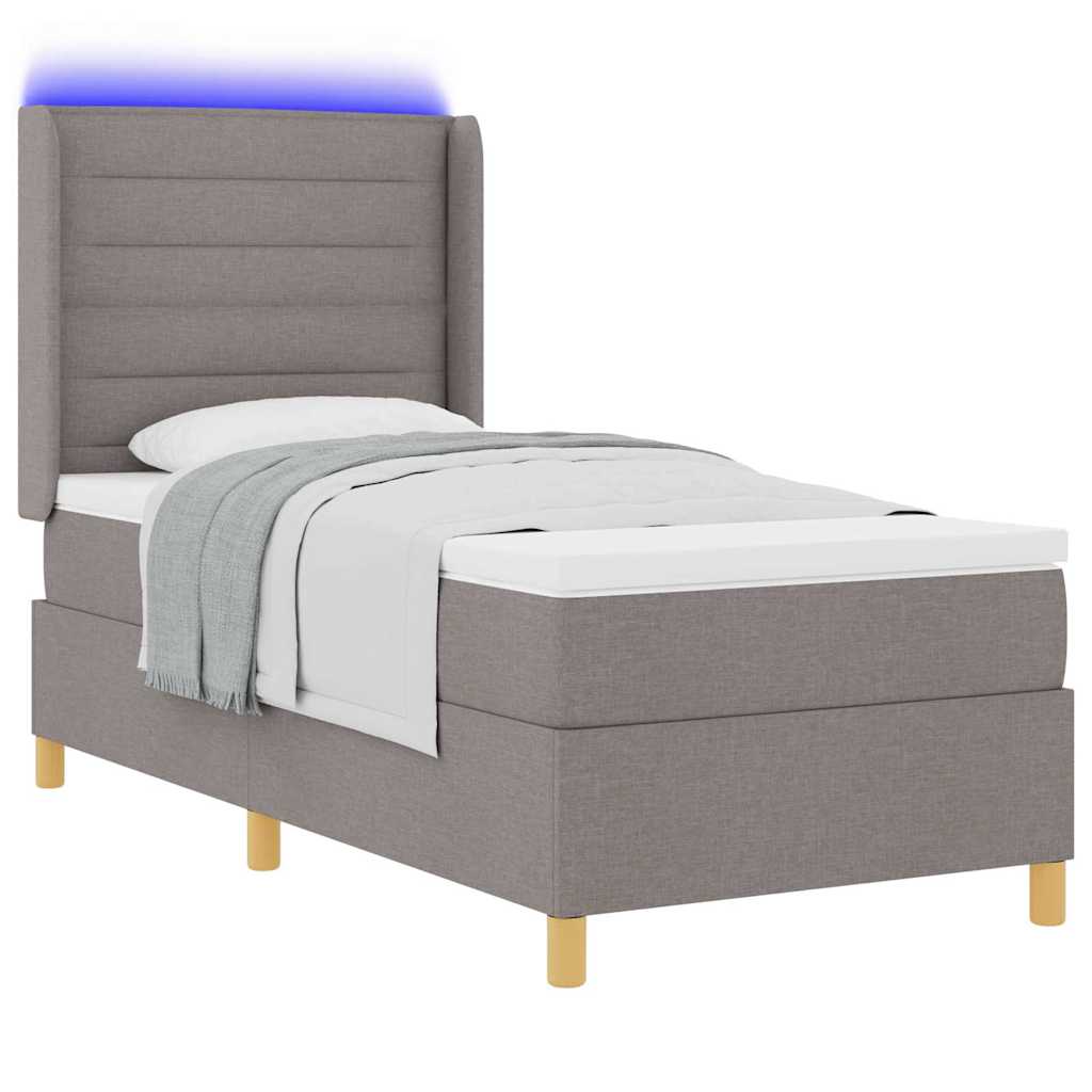 Κρεβάτι με ελατήρια με στρώμα Taupe 80 x 200 cm ύφασμα - Pakobazaar