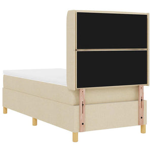 Κρεβάτι με ελατήρια με κεφαλάρι Κρεμ 90 x 190 cm ύφασμα - Pakobazaar