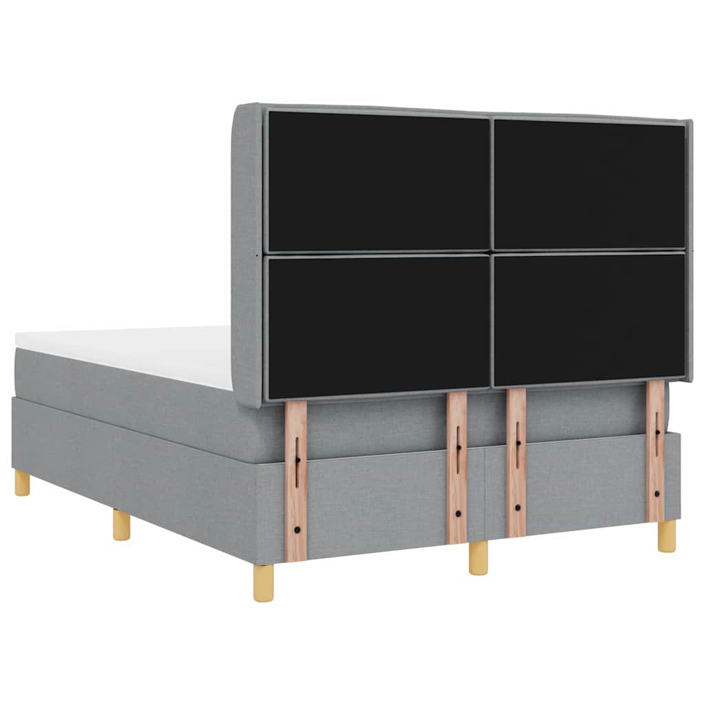 Κρεβάτι με ελατήρια με στρώμα Ανοιχτό γκρι 140 x 190 cm ύφασμα - Pakobazaar