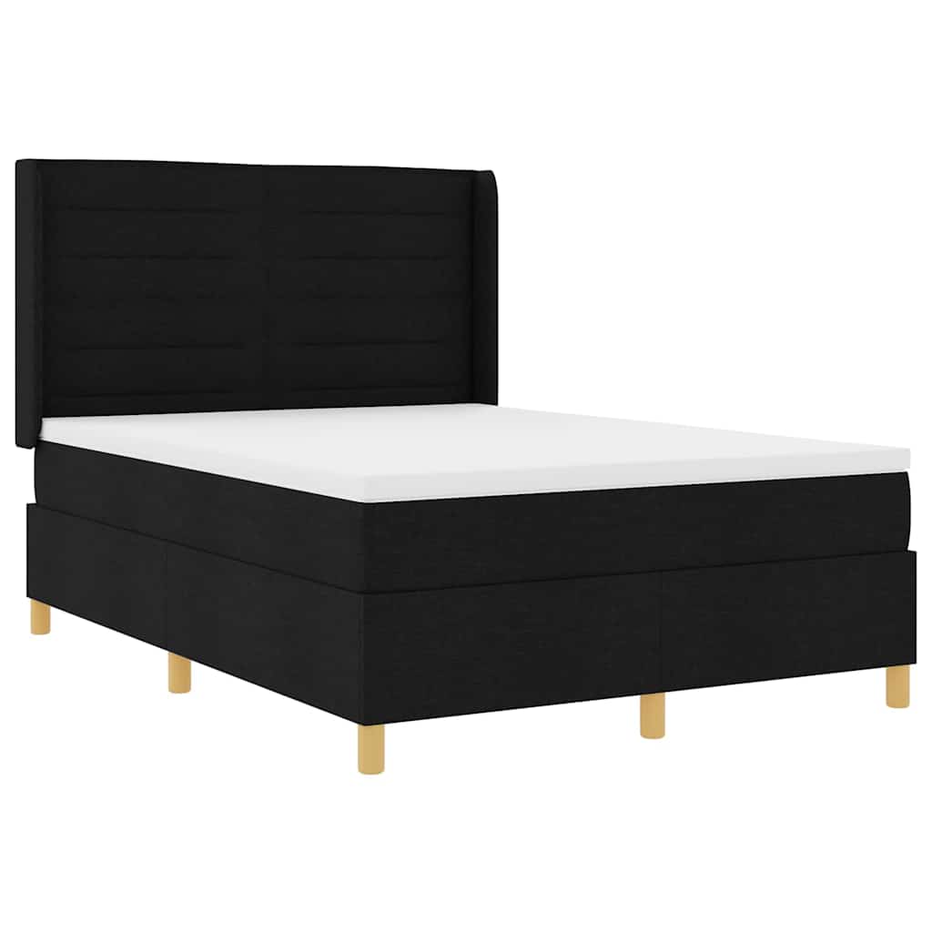 Κρεβάτι με ελατήρια με στρώμα Μαύρο 140 x 190 cm ύφασμα - Pakobazaar