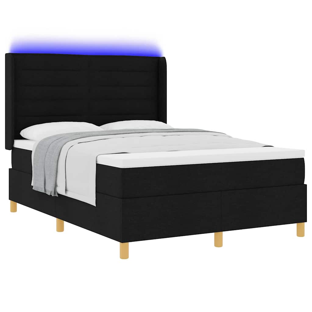 Κρεβάτι με ελατήρια με στρώμα Μαύρο 140 x 190 cm ύφασμα - Pakobazaar