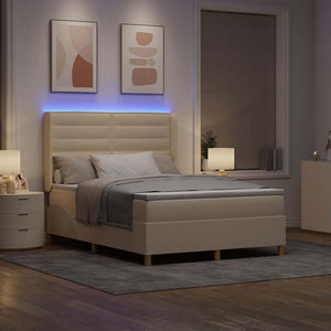 Κρεβάτι με ελατήρια με στρώμα Κρεμ 140 x 190 cm ύφασμα - Pakobazaar