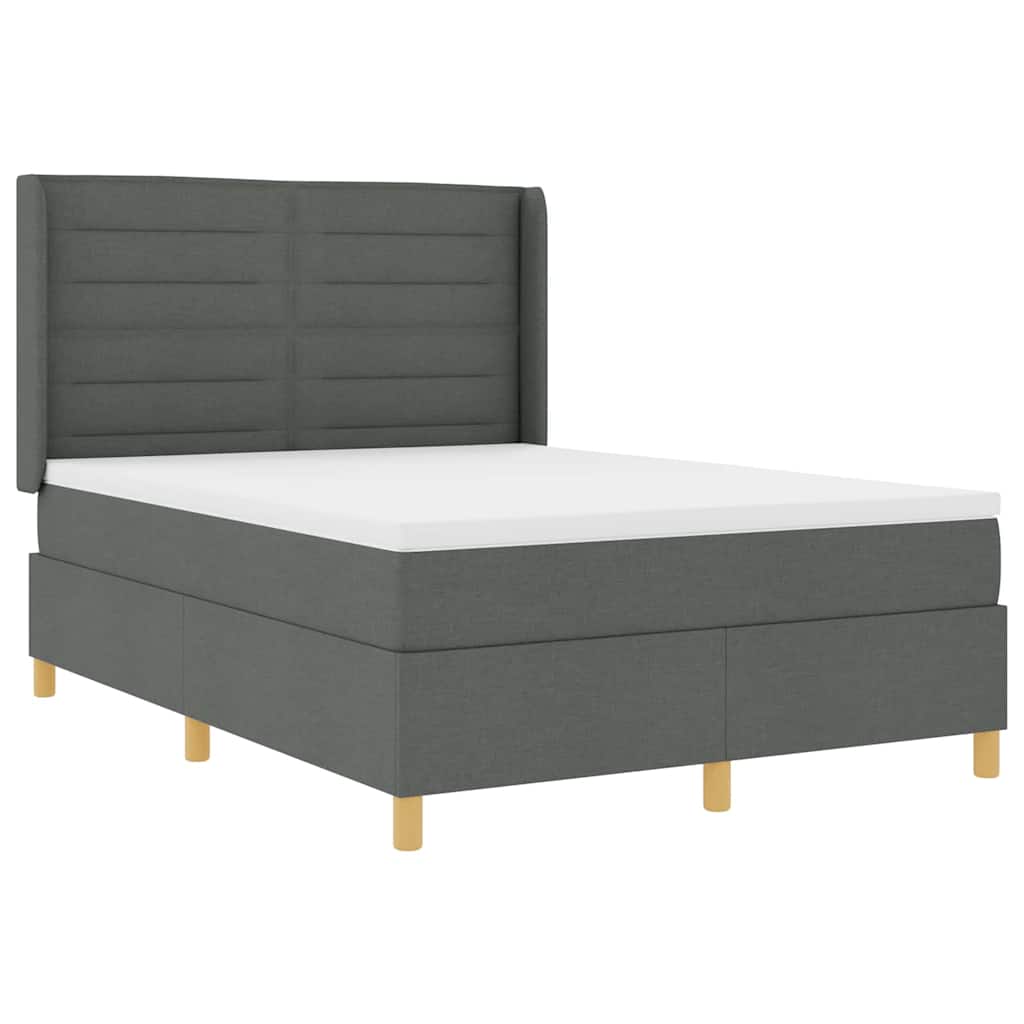 Κρεβάτι με ελατήρια με στρώμα Γκρι 140 x 200 cm ύφασμα - Pakobazaar