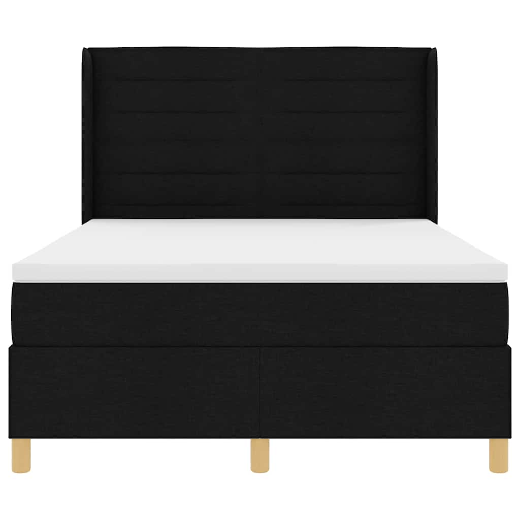 Κρεβάτι με ελατήρια με στρώμα Μαύρο 140 x 200 cm ύφασμα - Pakobazaar