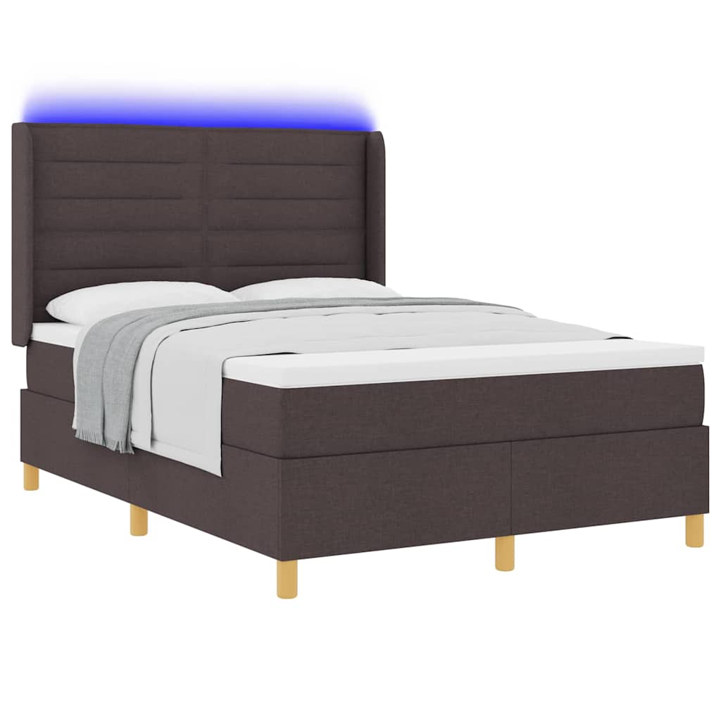 Κρεβάτι με ελατήρια με κεφαλάρι Καφέ 160 x 200 cm ύφασμα