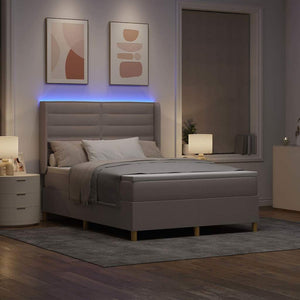 Κρεβάτι με ελατήρια με κεφαλάρι Taupe 160 x 200 cm ύφασμα - Pakobazaar