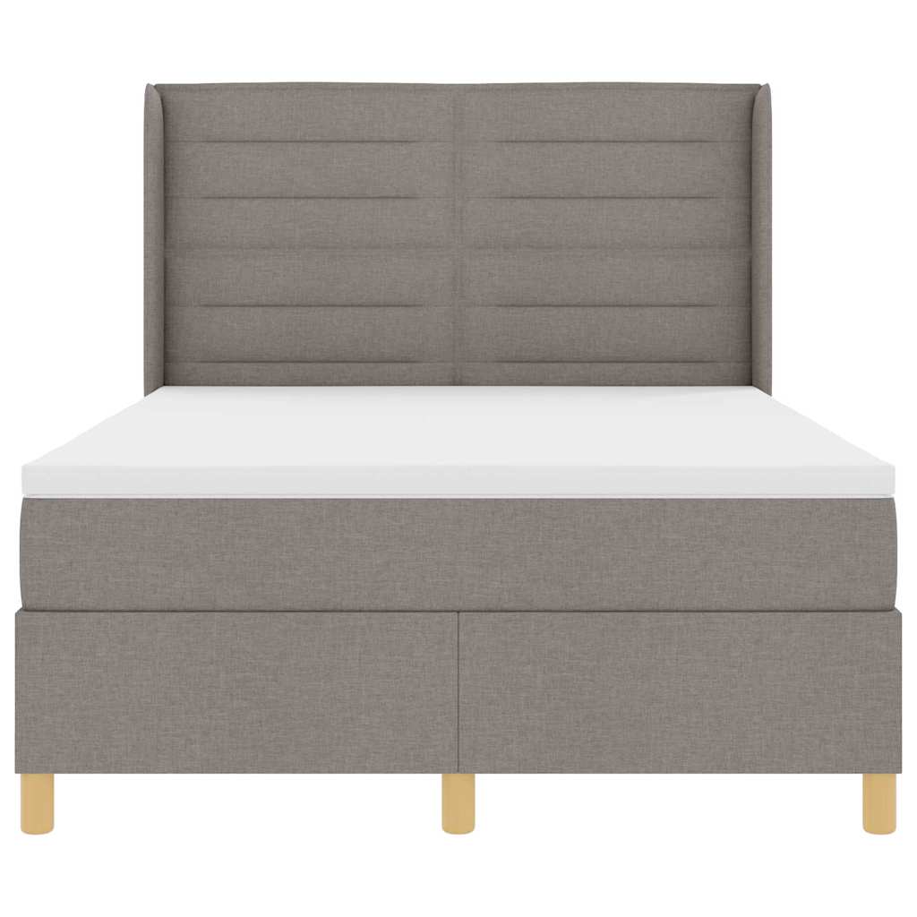 Κρεβάτι με ελατήρια με στρώμα Taupe 140 x 200 cm ύφασμα - Pakobazaar