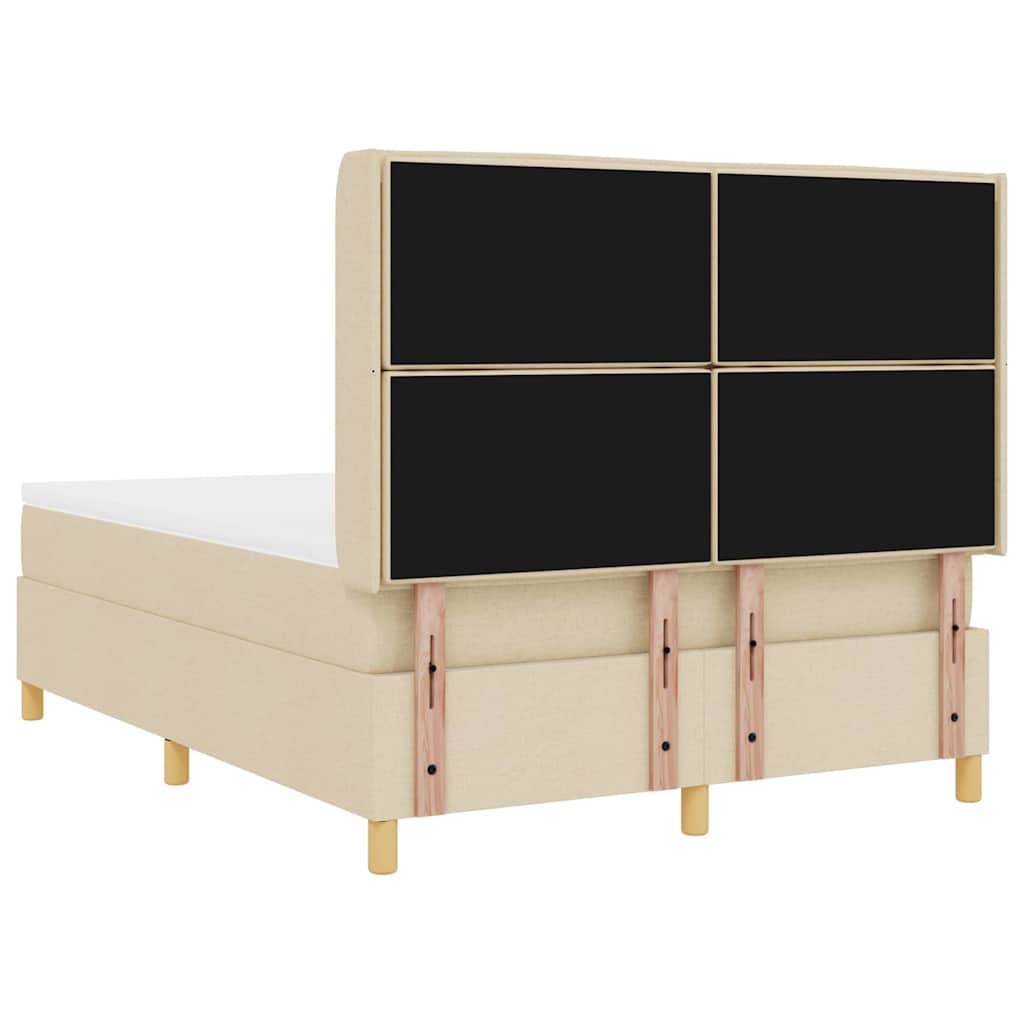 Κρεβάτι με ελατήρια με κεφαλάρι Κρεμ 160 x 200 cm ύφασμα - Pakobazaar