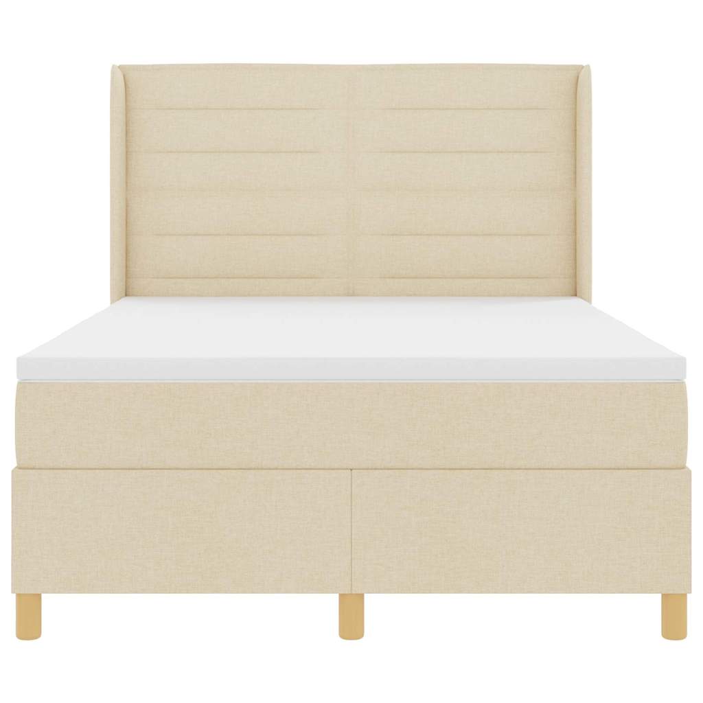 Κρεβάτι με ελατήρια με κεφαλάρι Κρεμ 160 x 200 cm ύφασμα - Pakobazaar