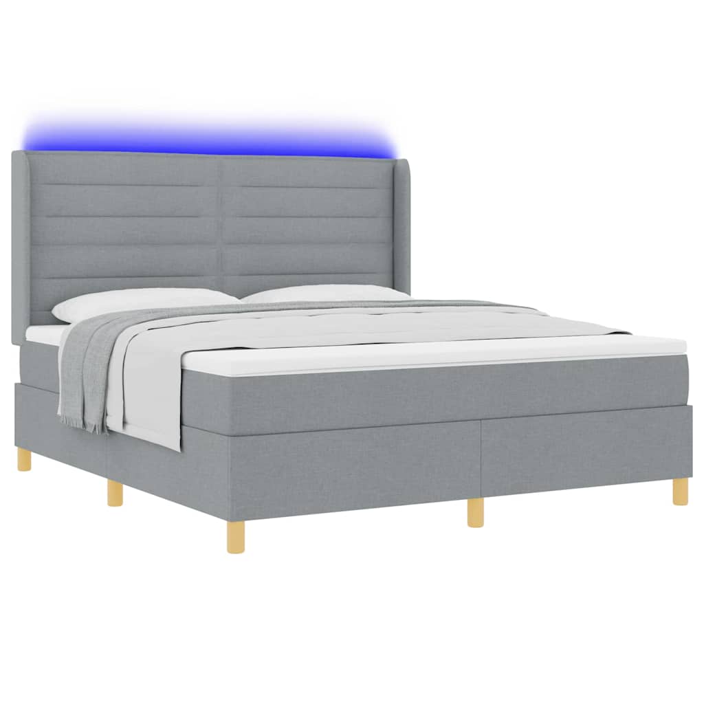 Κρεβάτι με ελατήρια Ανοιχτό γκρι 180 x 200 cm ύφασμα - Pakobazaar