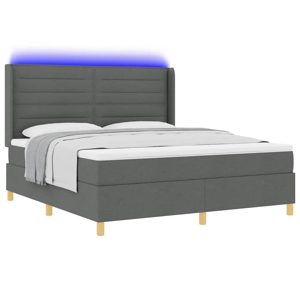 Κρεβάτι με ελατήρια με κεφαλάρι Γκρι 180 x 200 cm ύφασμα - Pakobazaar