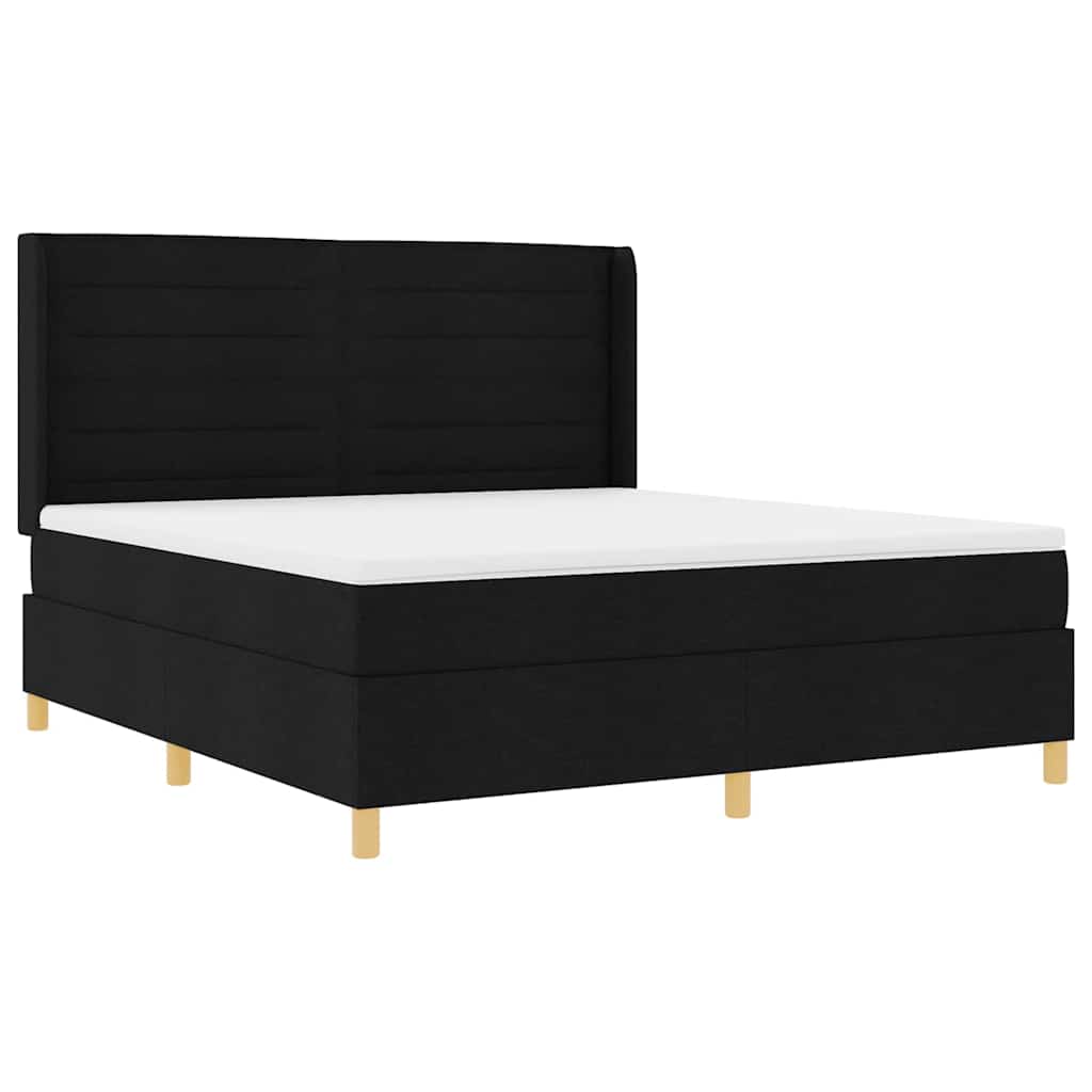 Κρεβάτι με ελατήρια με στρώμα Μαύρο 140 x 200 cm ύφασμα - Pakobazaar