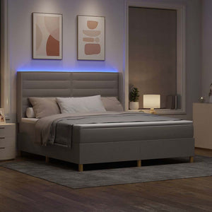 Κρεβάτι με ελατήρια με κεφαλάρι Taupe 180 x 200 cm ύφασμα