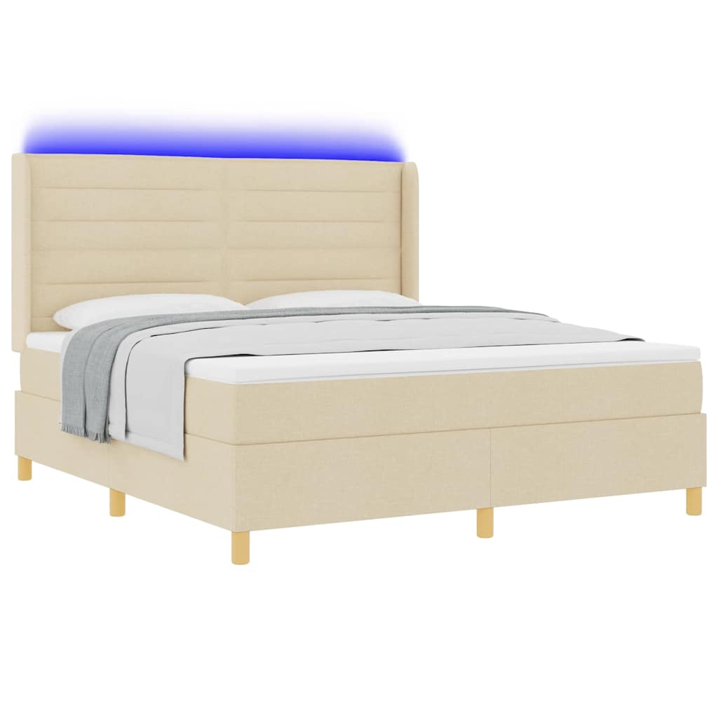 Κρεβάτι με ελατήρια με στρώμα Κρεμ 140 x 200 cm ύφασμα - Pakobazaar