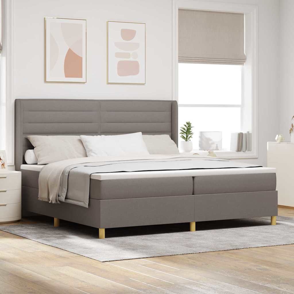 Κρεβάτι με ελατήρια με στρώμα Taupe 140 x 200 cm ύφασμα - Pakobazaar