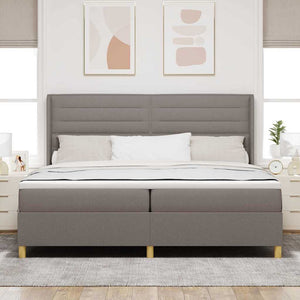 Κρεβάτι με ελατήρια με κεφαλάρι Taupe 200 x 200 cm ύφασμα