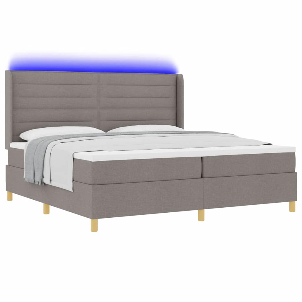 Κρεβάτι με ελατήρια με στρώμα Taupe 140 x 200 cm ύφασμα - Pakobazaar