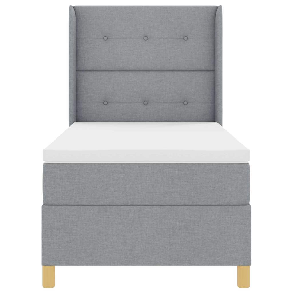 Κρεβάτι με ελατήρια με στρώμα Ανοιχτό γκρι 140 x 190 cm ύφασμα - Pakobazaar