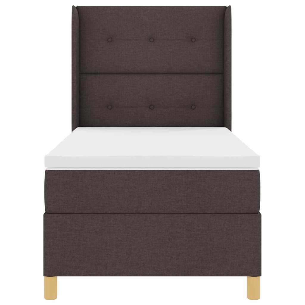 Κρεβάτι με ελατήρια με κεφαλάρι Καφέ 100 x 200 cm ύφασμα - Pakobazaar