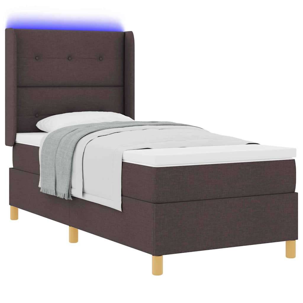 Κρεβάτι με ελατήρια με κεφαλάρι Καφέ 100 x 200 cm ύφασμα - Pakobazaar