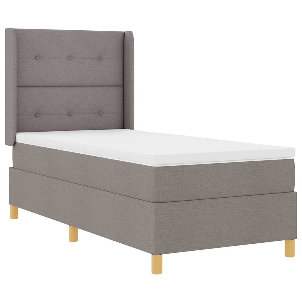 Κρεβάτι με ελατήρια με στρώμα Taupe 140 x 200 cm ύφασμα - Pakobazaar