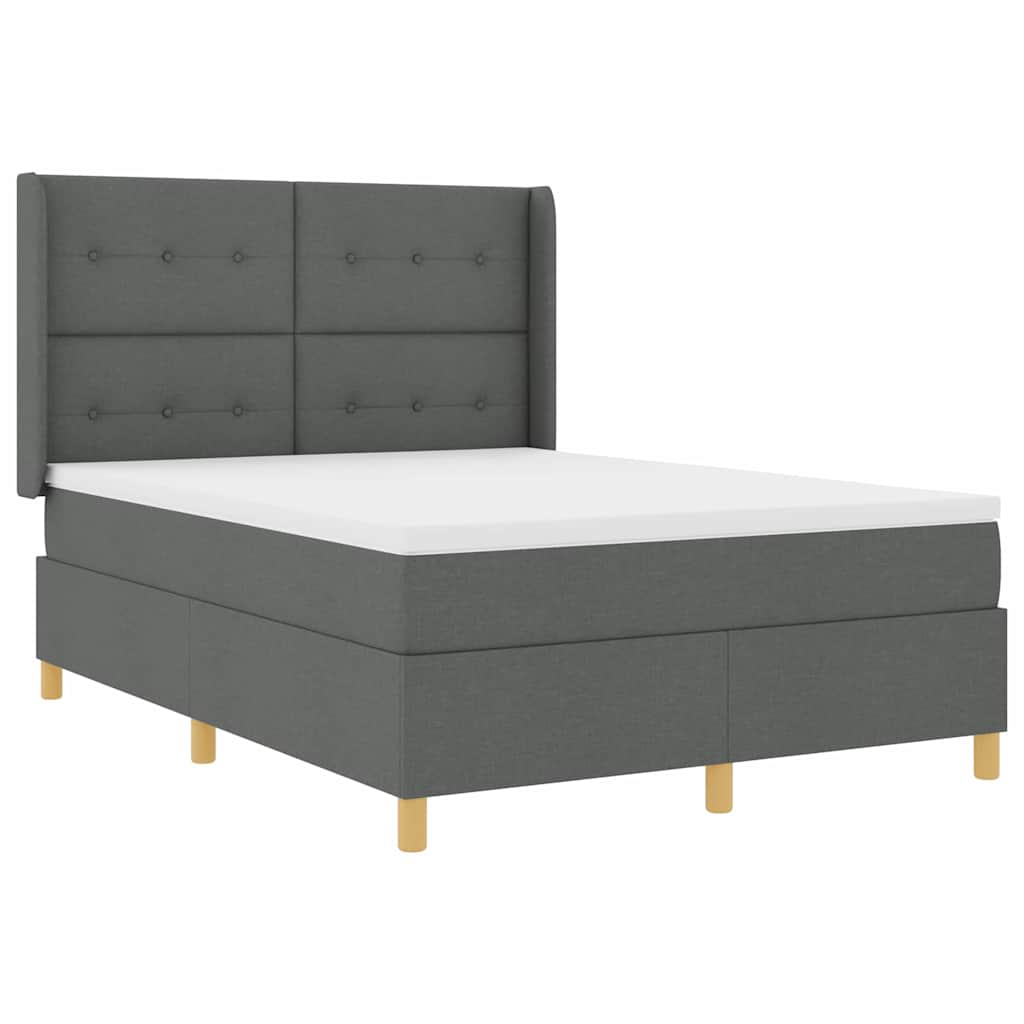Κρεβάτι με ελατήρια με στρώμα Γκρι 140 x 190 cm ύφασμα - Pakobazaar