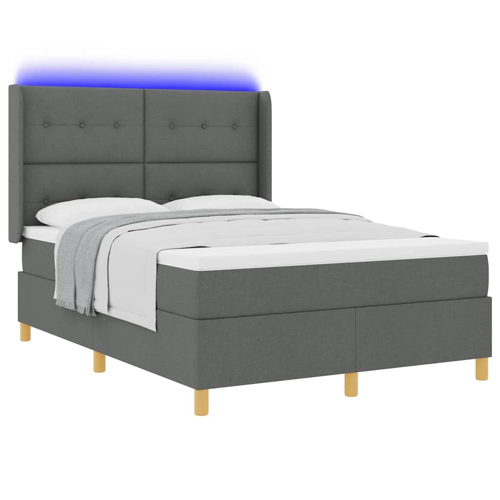 Κρεβάτι με ελατήρια με στρώμα Γκρι 140 x 190 cm ύφασμα - Pakobazaar