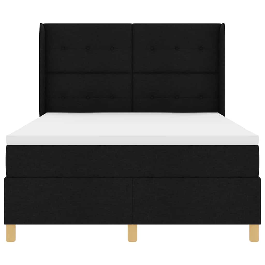 Κρεβάτι με ελατήρια με κεφαλάρι Μαύρο 140 x 190 cm ύφασμα - Pakobazaar
