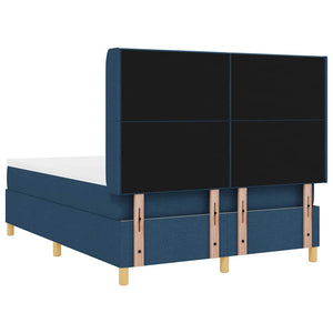 Κρεβάτι με ελατήρια με στρώμα Μπλε 140 x 190 cm ύφασμα - Pakobazaar