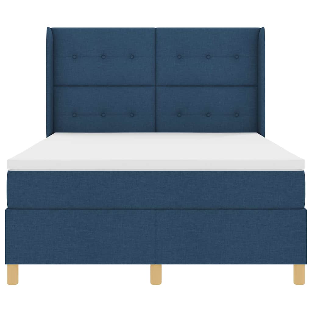 Κρεβάτι με ελατήρια με στρώμα Μπλε 140 x 190 cm ύφασμα - Pakobazaar