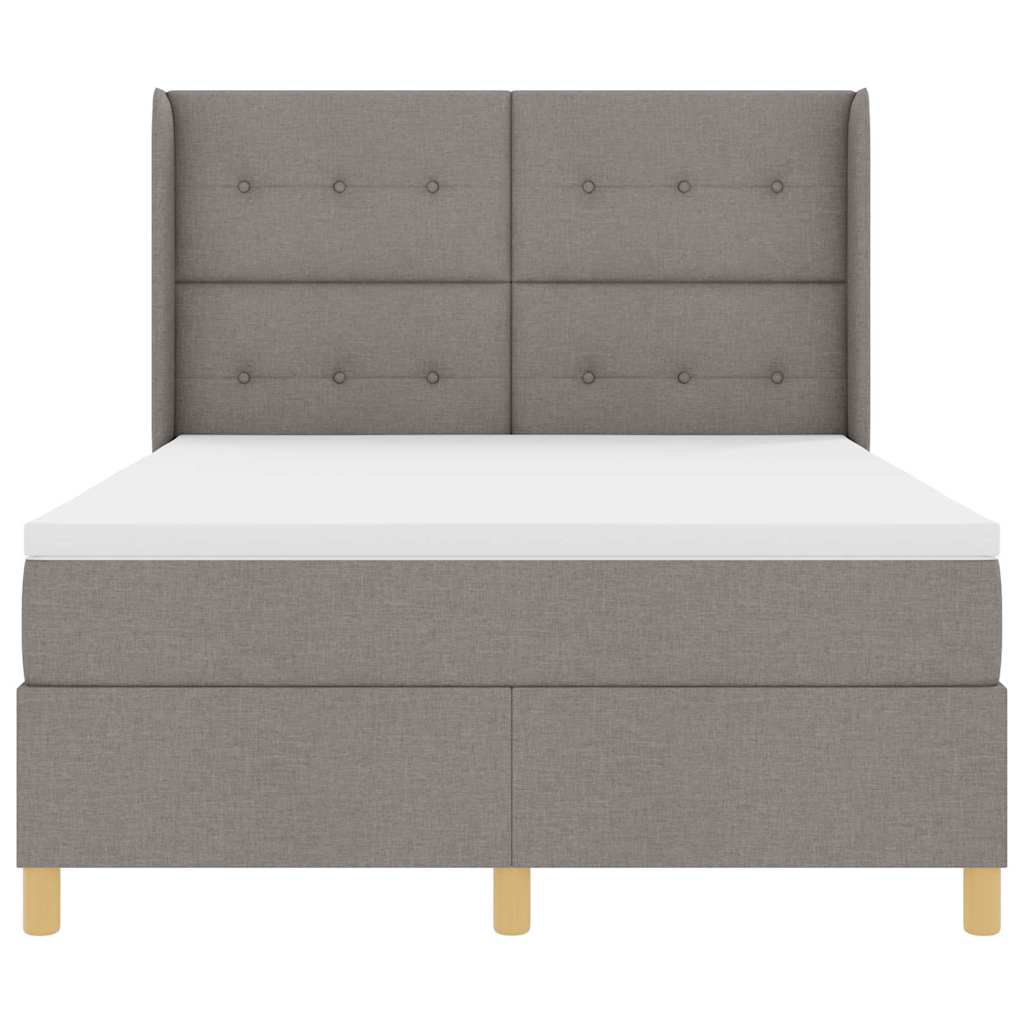 Κρεβάτι με ελατήρια με στρώμα Taupe 140 x 200 cm ύφασμα - Pakobazaar