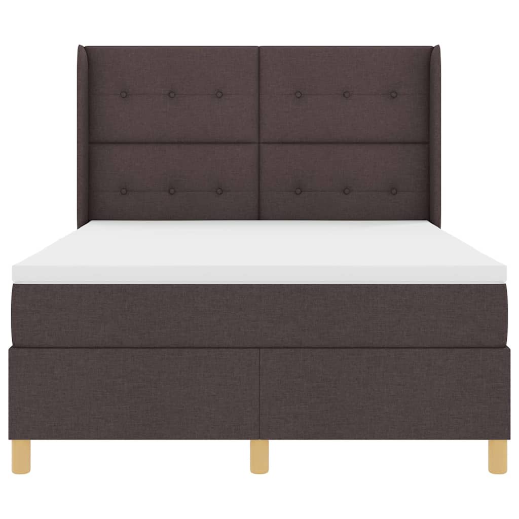 Κρεβάτι με ελατήρια με στρώμα Καφέ 140 x 200 cm ύφασμα - Pakobazaar