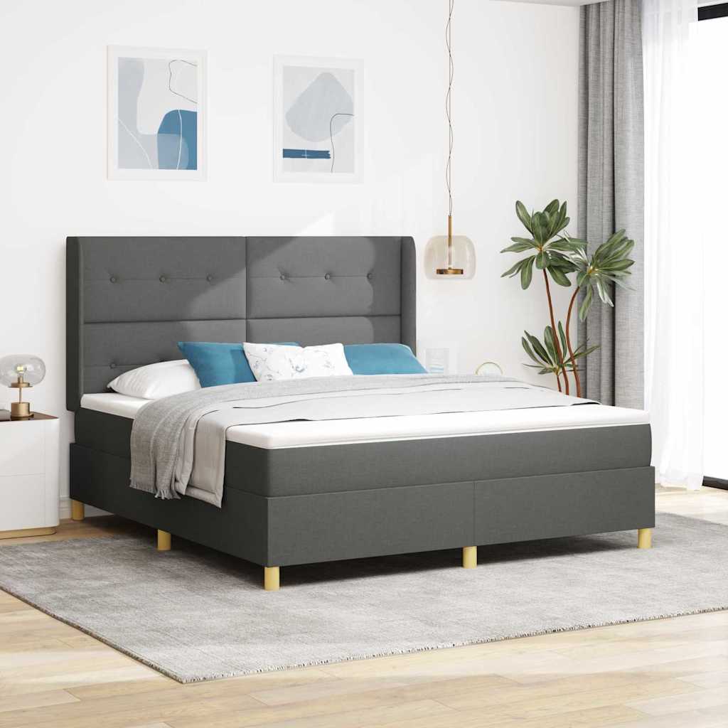 Κρεβάτι με ελατήρια με κεφαλάρι Γκρι 180 x 200 cm ύφασμα - Pakobazaar