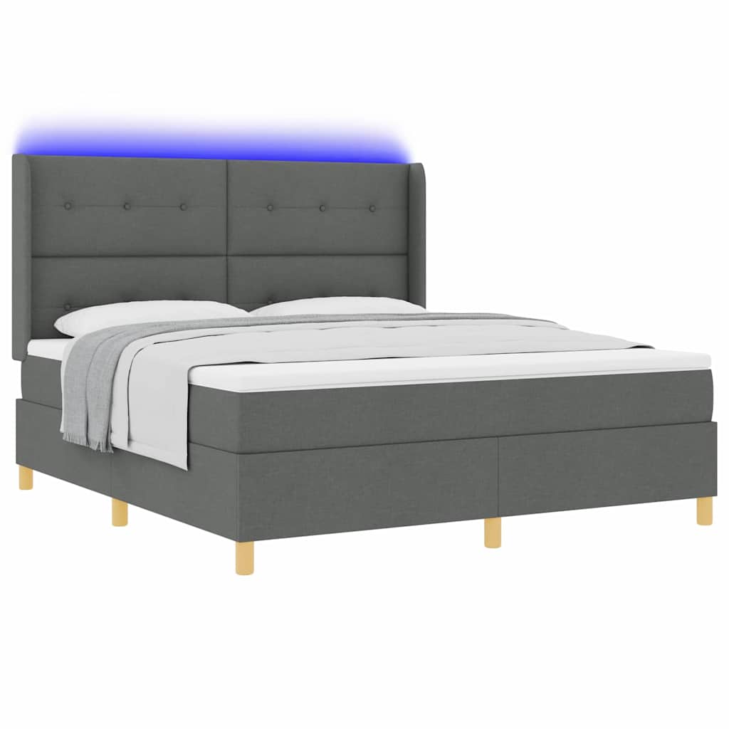 Κρεβάτι με ελατήρια με κεφαλάρι Γκρι 180 x 200 cm ύφασμα - Pakobazaar