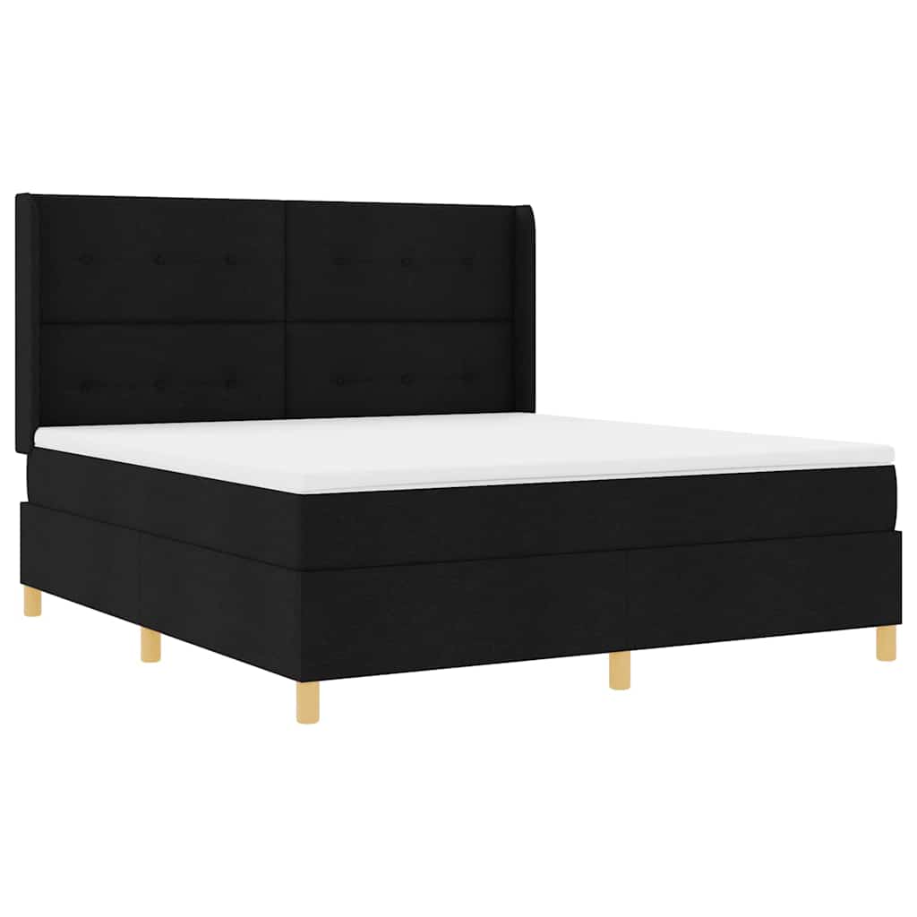 Κρεβάτι με ελατήρια με στρώμα Μαύρο 140 x 200 cm ύφασμα - Pakobazaar