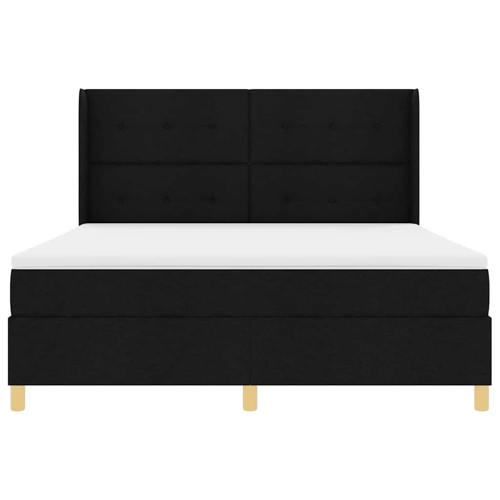 Κρεβάτι με ελατήρια με στρώμα Μαύρο 140 x 200 cm ύφασμα - Pakobazaar