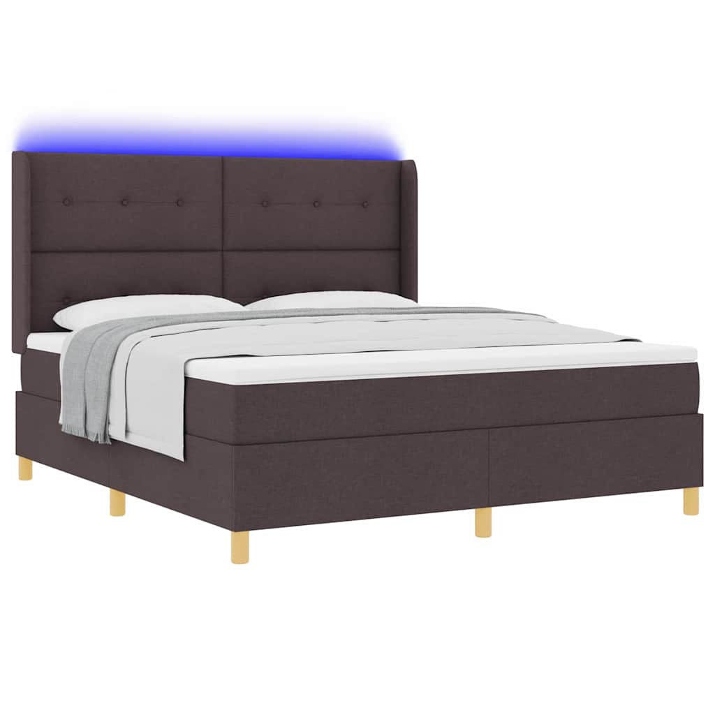 Κρεβάτι με ελατήρια με κεφαλάρι Καφέ 180 x 200 cm ύφασμα - Pakobazaar