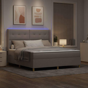 Κρεβάτι με ελατήρια με στρώμα Taupe 140 x 200 cm ύφασμα - Pakobazaar