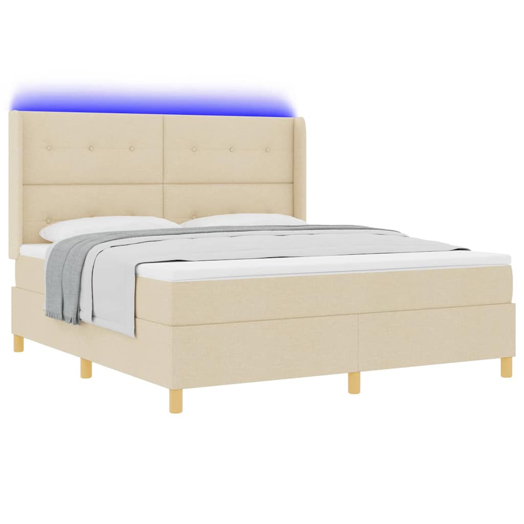 Κρεβάτι με ελατήρια με στρώμα Κρεμ 140 x 200 cm ύφασμα - Pakobazaar