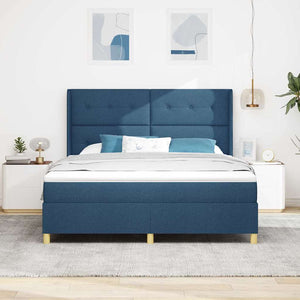 Κρεβάτι με ελατήρια με κεφαλάρι Μπλε 180 x 200 cm ύφασμα - Pakobazaar