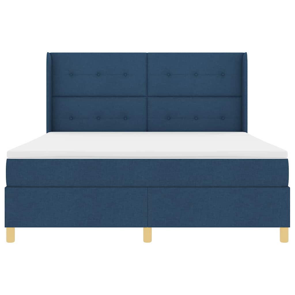 Κρεβάτι με ελατήρια με κεφαλάρι Μπλε 180 x 200 cm ύφασμα - Pakobazaar