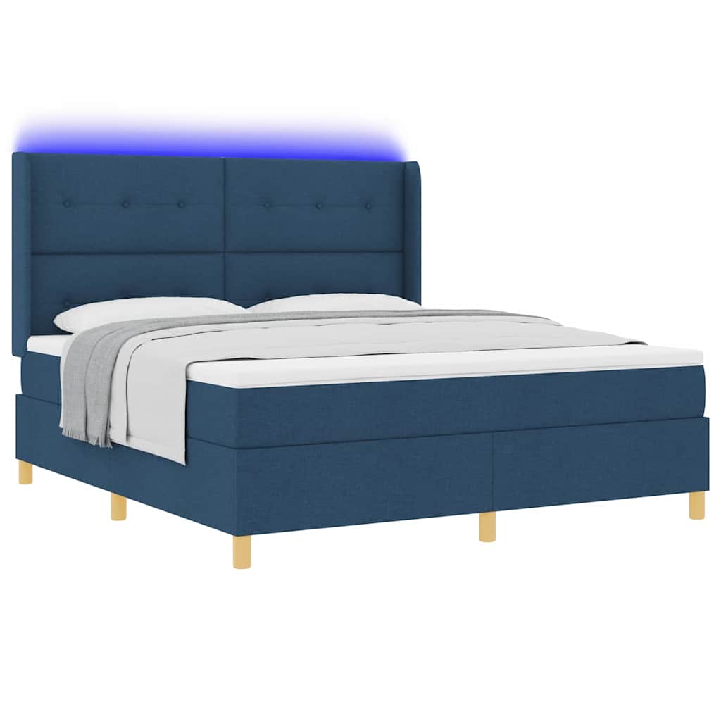 Κρεβάτι με ελατήρια με κεφαλάρι Μπλε 180 x 200 cm ύφασμα - Pakobazaar