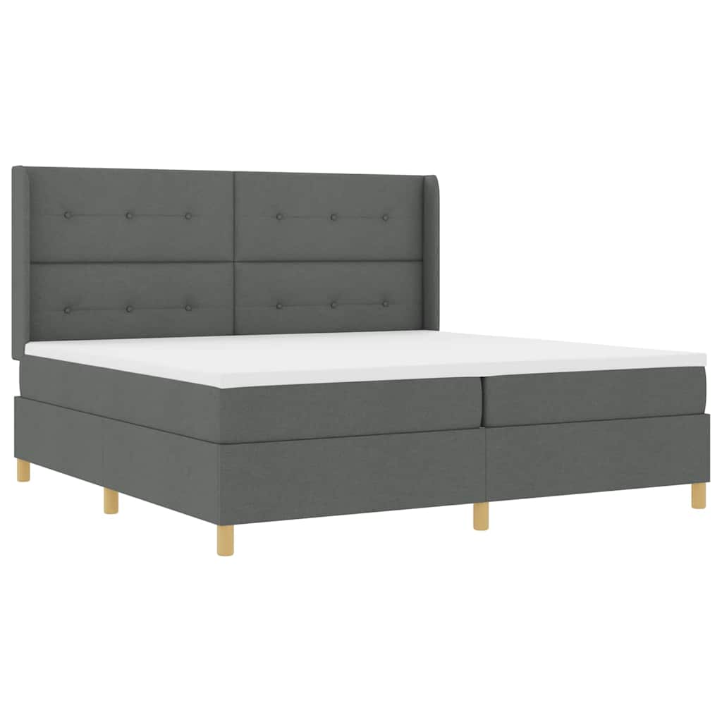 Κρεβάτι με ελατήρια με κεφαλάρι Γκρι 200 x 200 cm ύφασμα - Pakobazaar