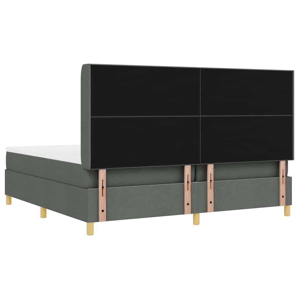 Κρεβάτι με ελατήρια με κεφαλάρι Γκρι 200 x 200 cm ύφασμα - Pakobazaar