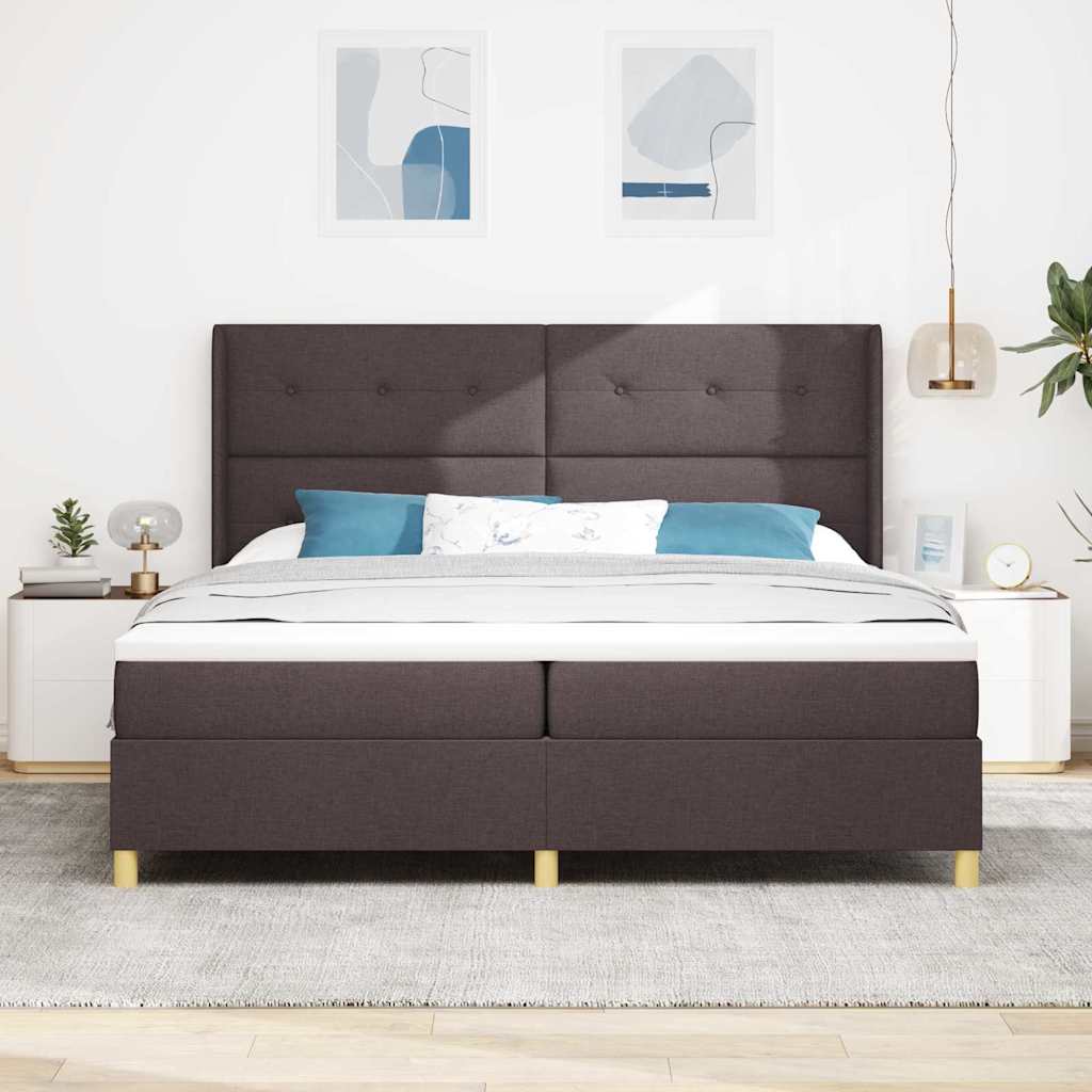 Κρεβάτι με ελατήρια με κεφαλάρι Καφέ 200 x 200 cm ύφασμα - Pakobazaar