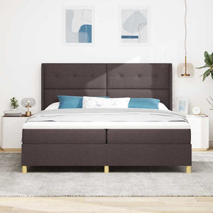 Κρεβάτι με ελατήρια με κεφαλάρι Καφέ 200 x 200 cm ύφασμα - Pakobazaar