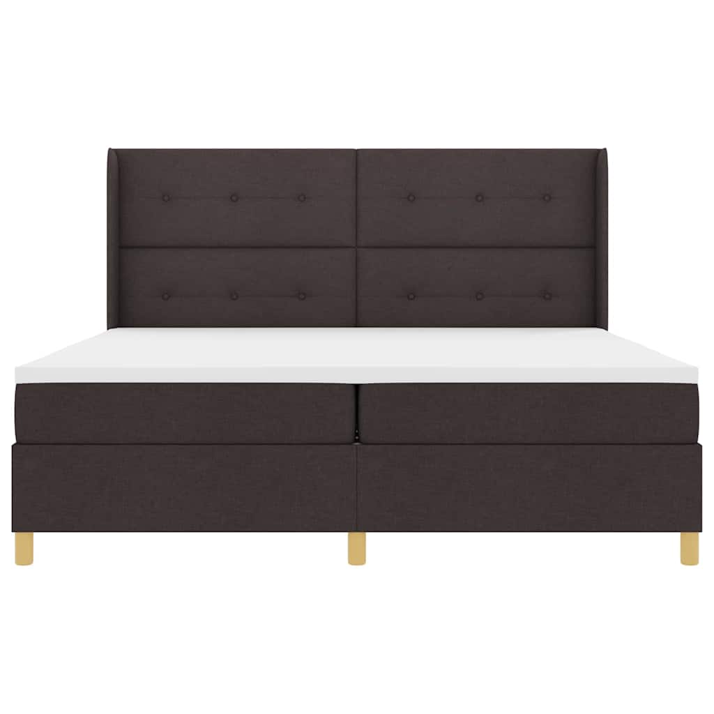 Κρεβάτι με ελατήρια με κεφαλάρι Καφέ 200 x 200 cm ύφασμα - Pakobazaar